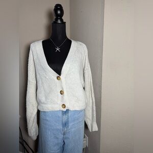 Cozy White Button-Up Sweater BOGO